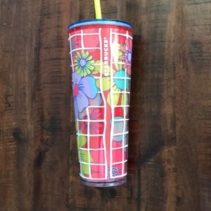 Starbucks Vibrant Red Tumbler with Straw Venti Cold Cup